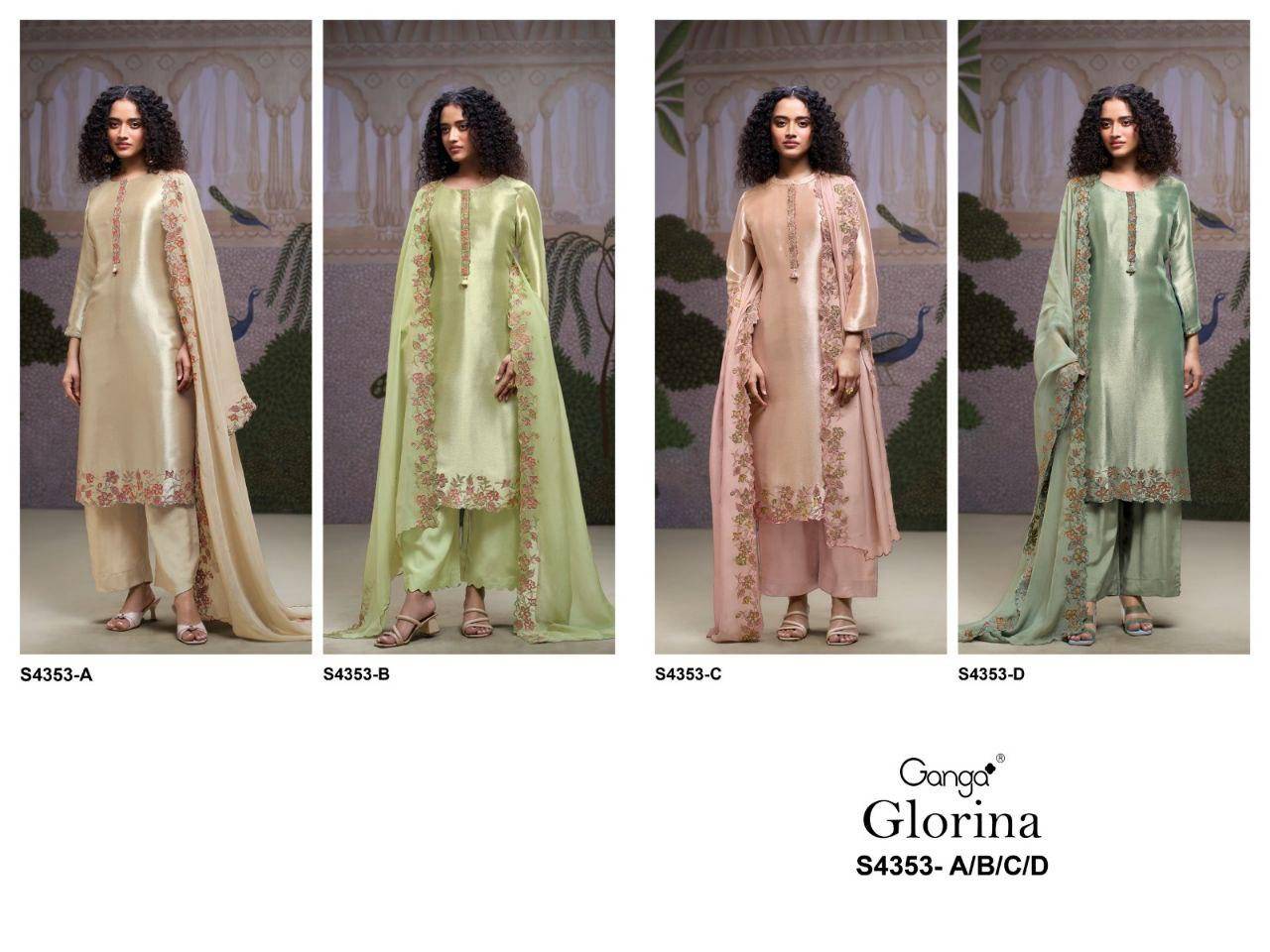 Ganga Glorina 4353 Wholesale dress materials price list